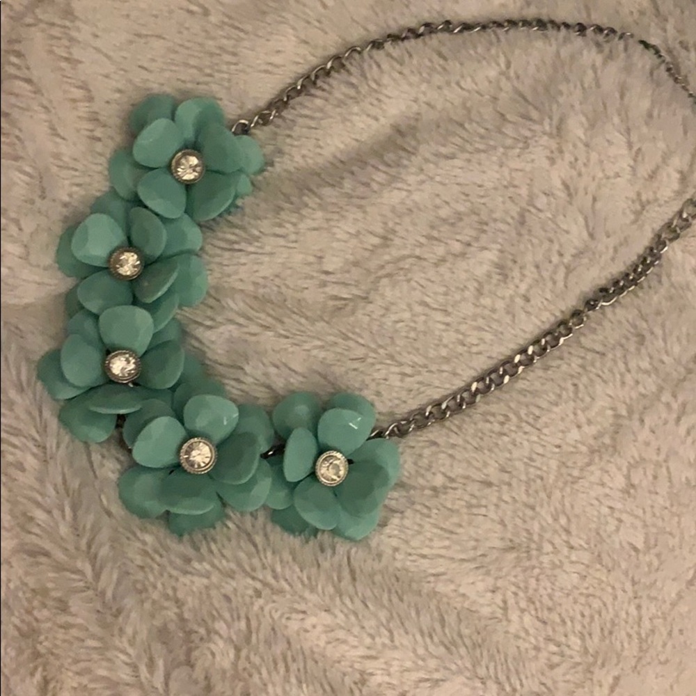 Flower necklace on silver chain